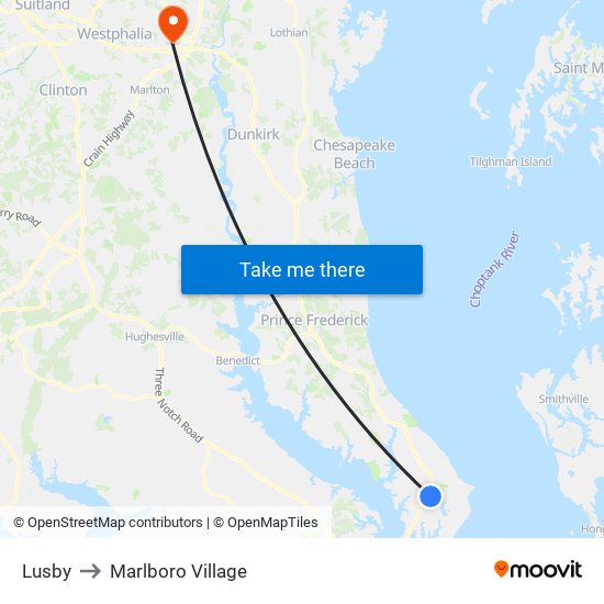 Lusby to Marlboro Village map