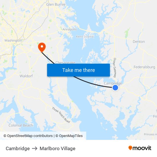 Cambridge to Marlboro Village map