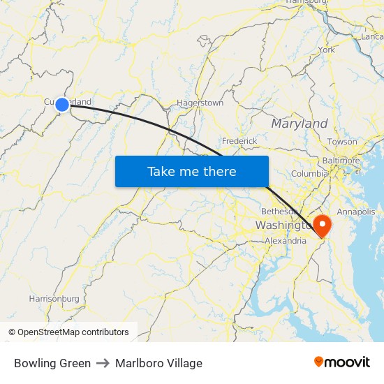 Bowling Green to Marlboro Village map