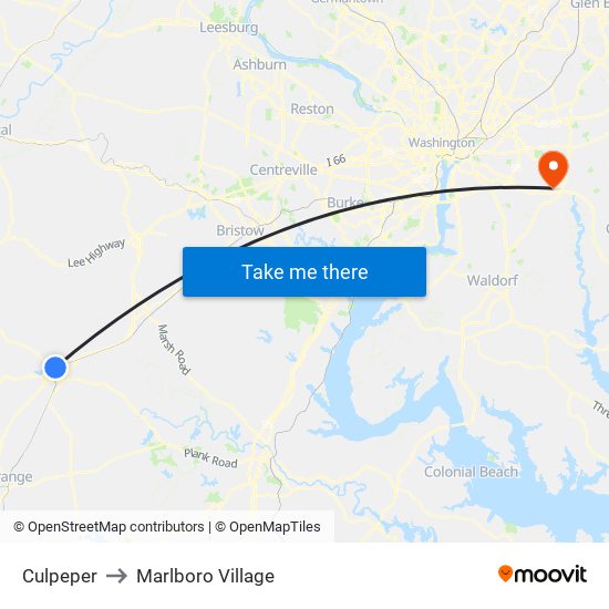 Culpeper to Marlboro Village map