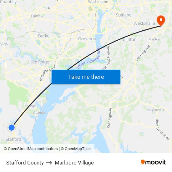 Stafford County to Marlboro Village map