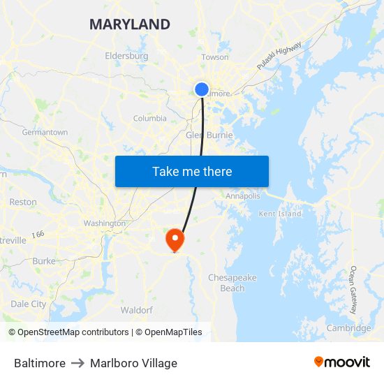 Baltimore to Marlboro Village map