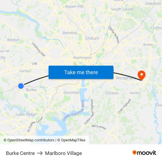 Burke Centre to Marlboro Village map