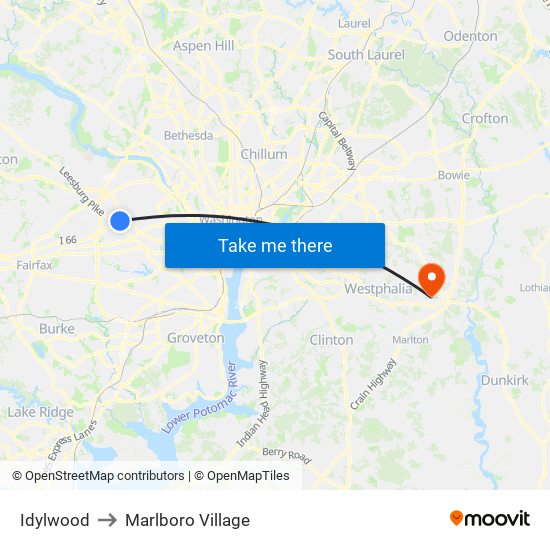 Idylwood to Marlboro Village map