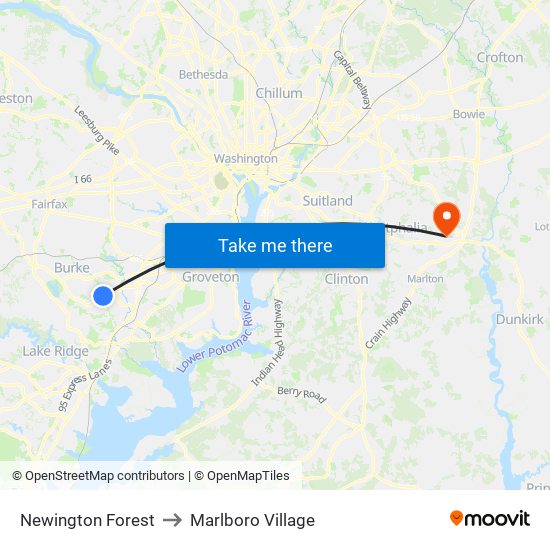 Newington Forest to Marlboro Village map