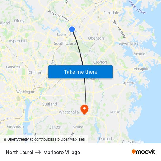North Laurel to Marlboro Village map