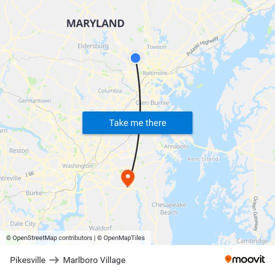 Pikesville to Marlboro Village map