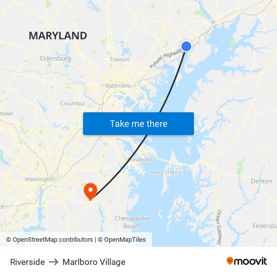 Riverside to Marlboro Village map