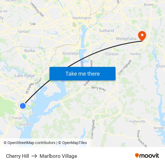 Cherry Hill to Marlboro Village map