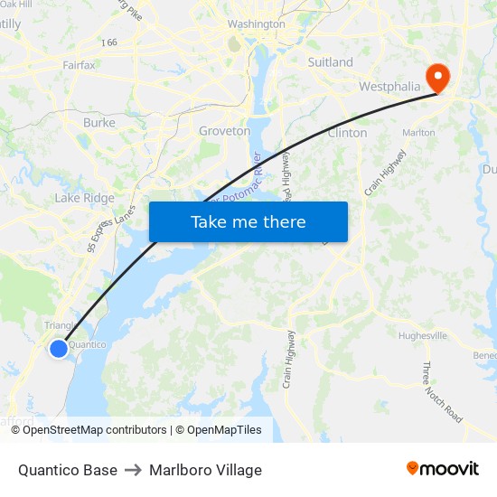 Quantico Base to Marlboro Village map