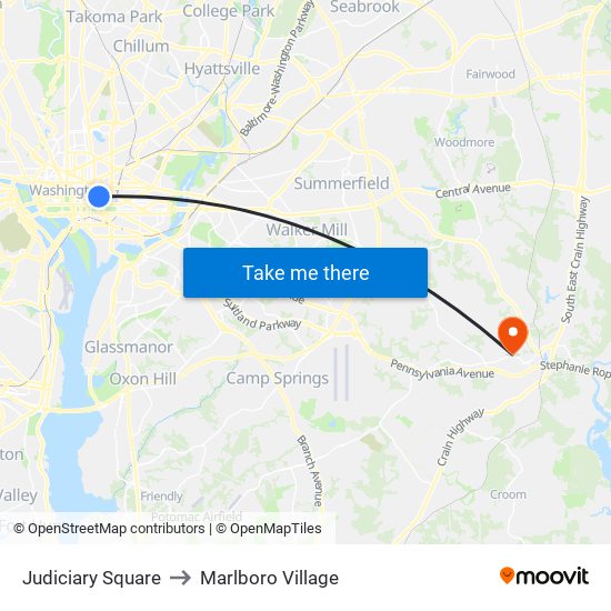 Judiciary Square to Marlboro Village map