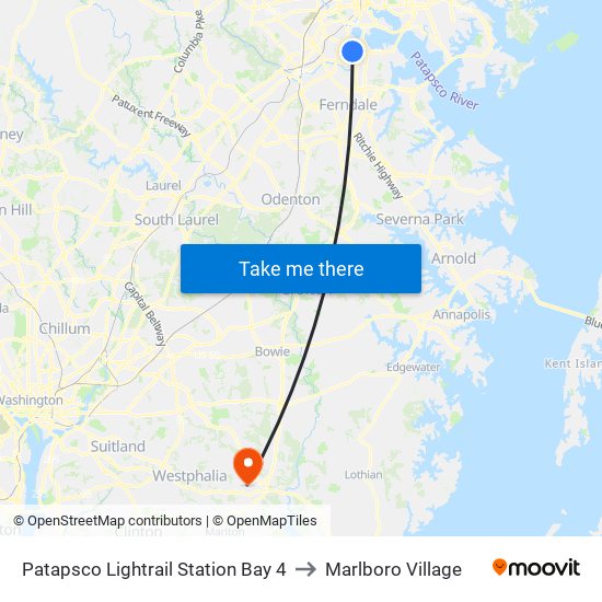 Patapsco Lightrail Station Bay 4 to Marlboro Village map