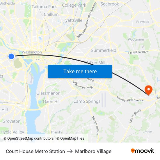 Court House Metro Station to Marlboro Village map