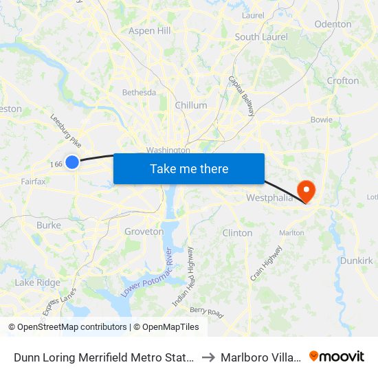 Dunn Loring Merrifield Metro Station to Marlboro Village map