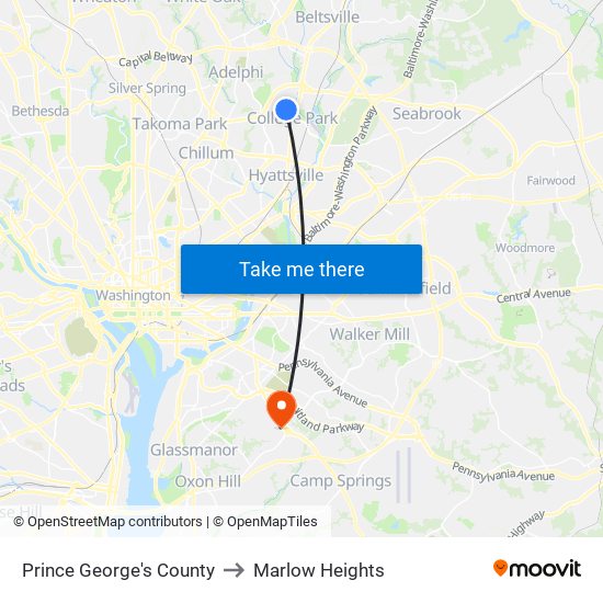 Prince George's County to Marlow Heights map