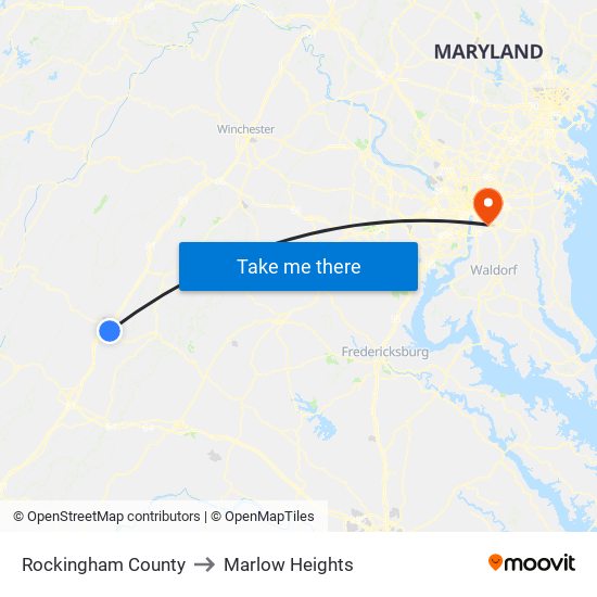 Rockingham County to Marlow Heights map