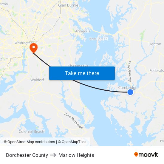 Dorchester County to Marlow Heights map