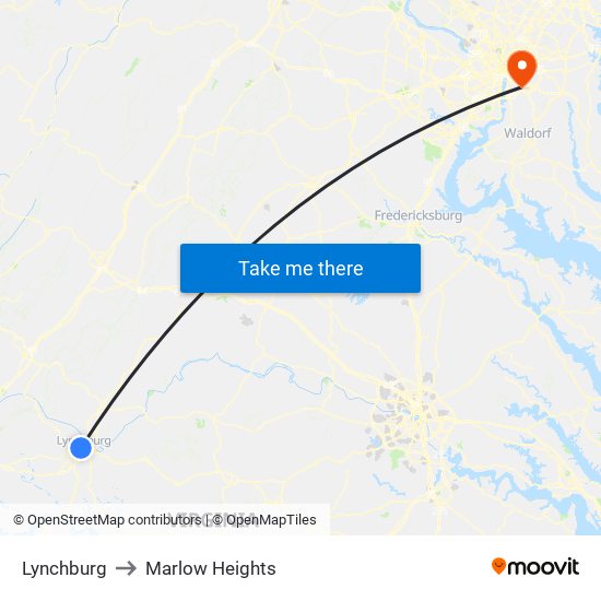 Lynchburg to Marlow Heights map