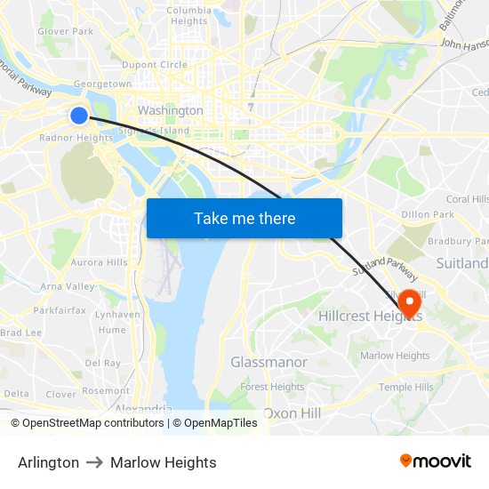 Arlington to Marlow Heights map