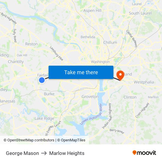 George Mason to Marlow Heights map