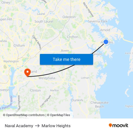 Naval Academy to Marlow Heights map