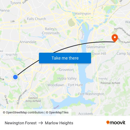 Newington Forest to Marlow Heights map