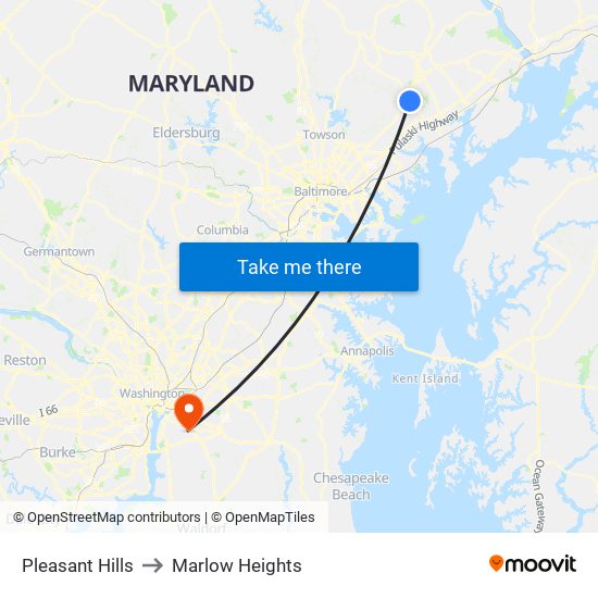 Pleasant Hills to Marlow Heights map