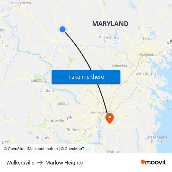 Walkersville to Marlow Heights map