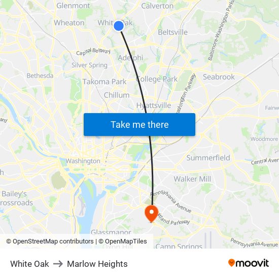 White Oak to Marlow Heights map