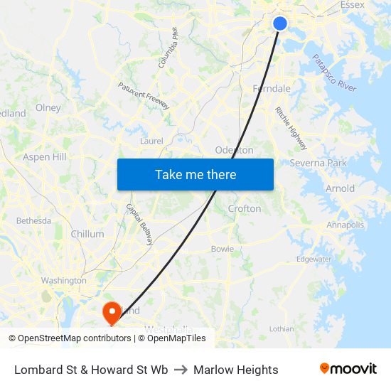 Lombard St & Howard St Wb to Marlow Heights map