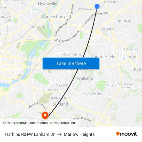 Harkins Rd+W Lanham Dr to Marlow Heights map