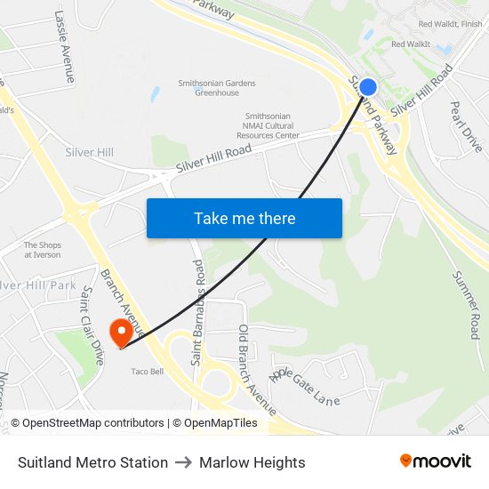 Suitland Metro Station to Marlow Heights map