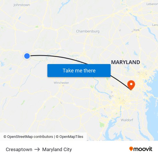 Cresaptown to Maryland City map