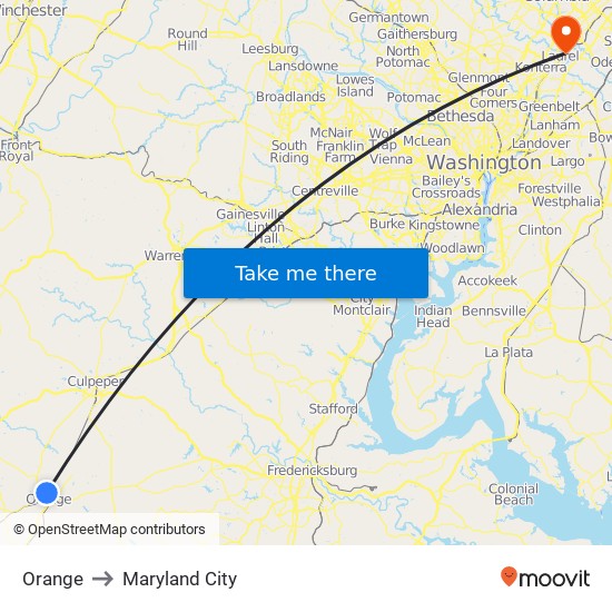 Orange to Maryland City map