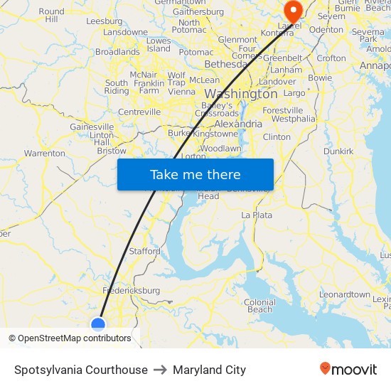 Spotsylvania Courthouse to Maryland City map