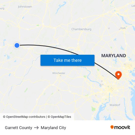 Garrett County to Maryland City map