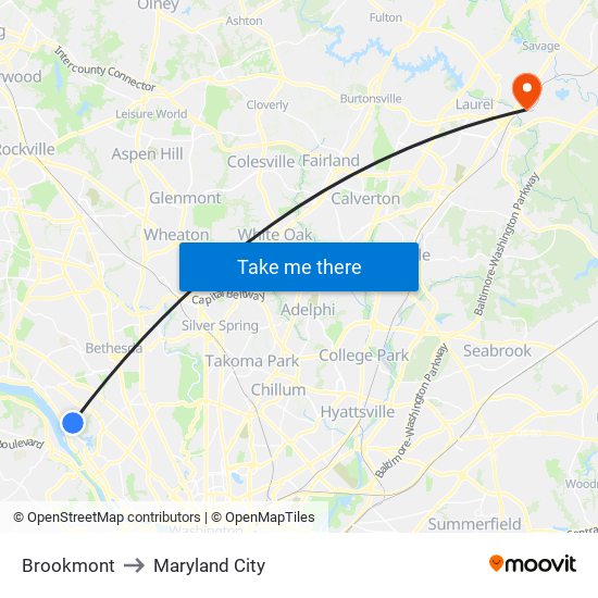 Brookmont to Maryland City map