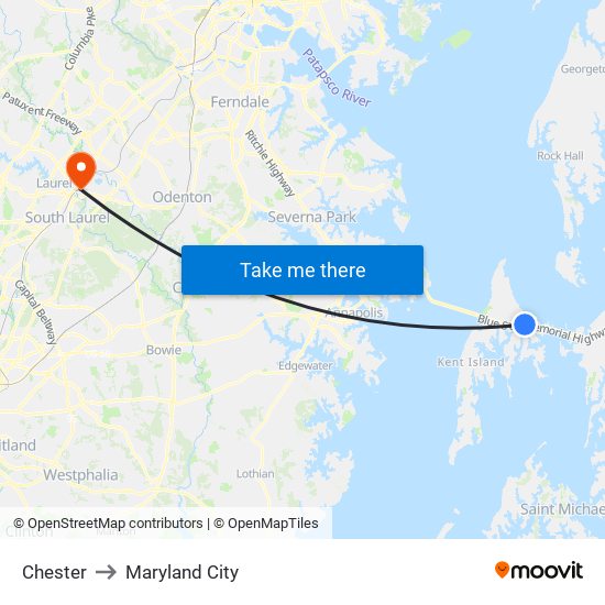 Chester to Maryland City map