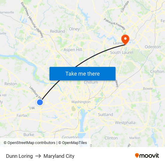 Dunn Loring to Maryland City map