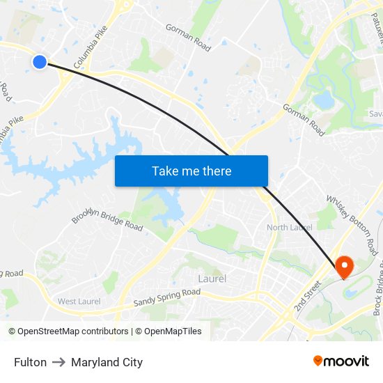 Fulton to Maryland City map