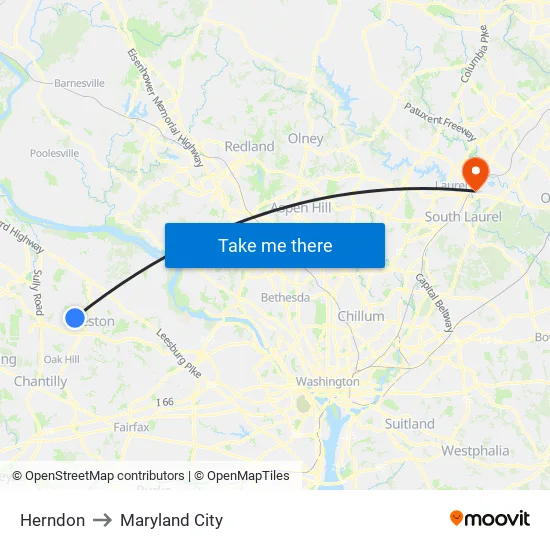 Herndon to Maryland City map