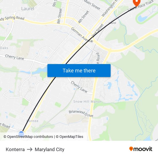 Konterra to Maryland City map