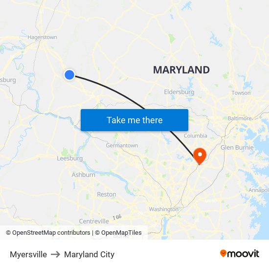 Myersville to Maryland City map