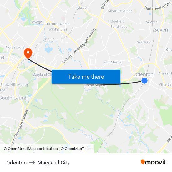 Odenton to Maryland City map