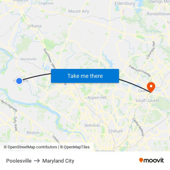 Poolesville to Maryland City map