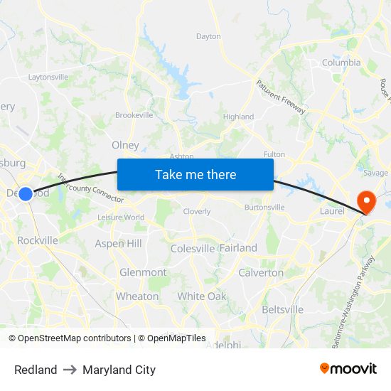 Redland to Maryland City map