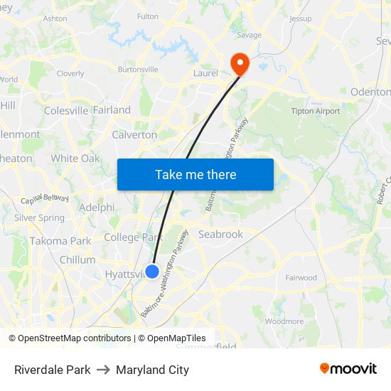 Riverdale Park to Maryland City map