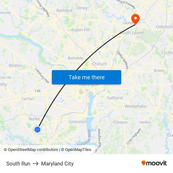 South Run to Maryland City map