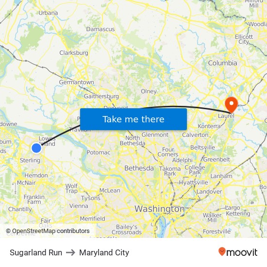 Sugarland Run to Maryland City map