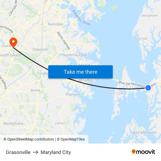 Grasonville to Maryland City map